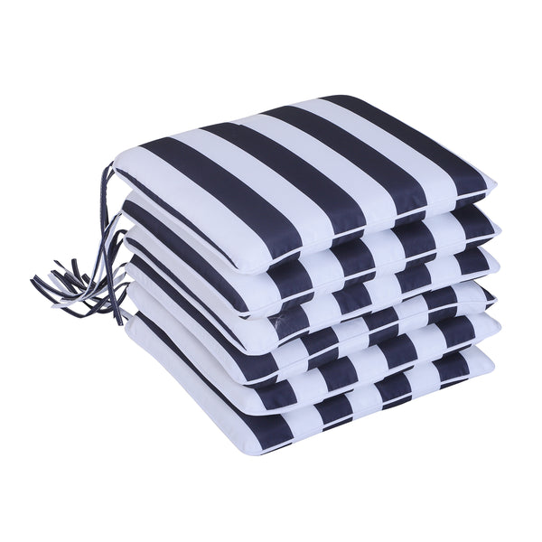 acquista Lot de 6 Coussins de Chaise avec Housses Amovibles 100% Polyester Blanc et Bleu 42x42x5 cm
