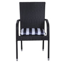 Set 6 Cuscini per Sedia Sfoderabili 100% Poliestere Bianco e Blu 42x42x5 cm 