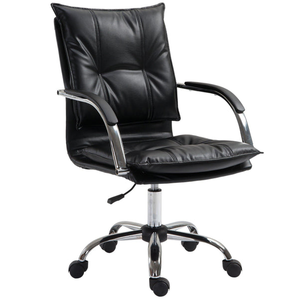 Fauteuil de bureau de direction rembourré à hauteur réglable en cuir PU noir sconto
