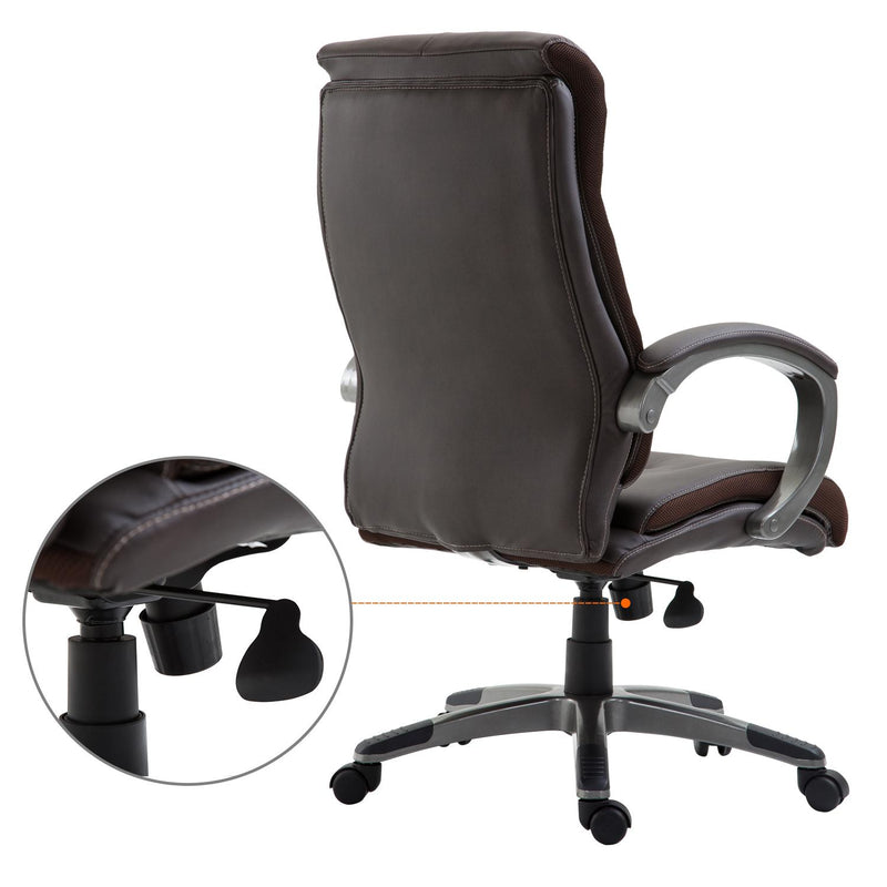 Poltrona Direzionale da Ufficio Girevole in Similpelle Marrone 