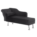 Divano Chaise Longue con Cuscino Rotondo in Flanella Nero 160x56x75 cm 