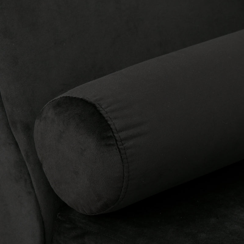 Divano Chaise Longue con Cuscino Rotondo in Flanella Nero 160x56x75 cm 