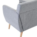 Divano a 3 Posti con Chaise Longue Poggiapiedi e Cuscini in Tessuto di Lino Grigio 