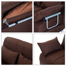 Divano Letto Matrimoniale in Acciaio e Tessuto di Poliestere con 4 Cuscini Marrone 