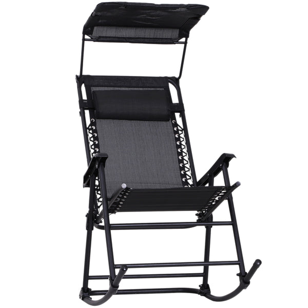 Chaise à bascule de jardin d'extérieur avec auvent noir 105x64x125 cm sconto