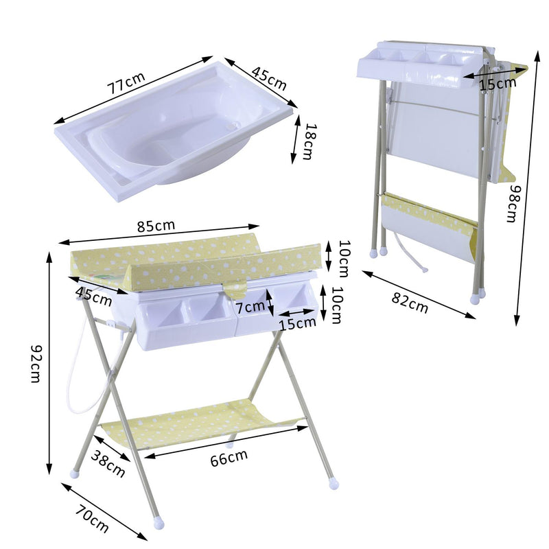 Fasciatoio Pieghevole Multiuso con Vaschetta Bagnetto per Neonati in Plastica Atossica 85x70x92 cm 
