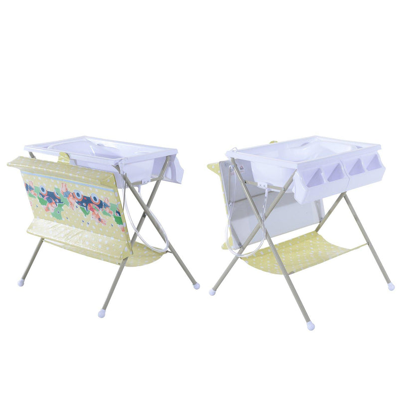 Fasciatoio Pieghevole Multiuso con Vaschetta Bagnetto per Neonati in Plastica Atossica 85x70x92 cm 