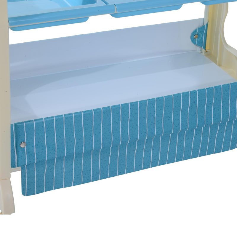 Fasciatoio con Vaschetta e Vani Portaoggetti in Plastica Atossica Blu 81x53x102 cm 