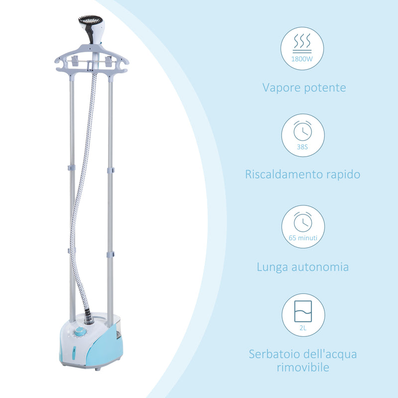 Stiratrice a Vapore Verticale 2L 1800W Doppia Asta Telescopica Retrattile 