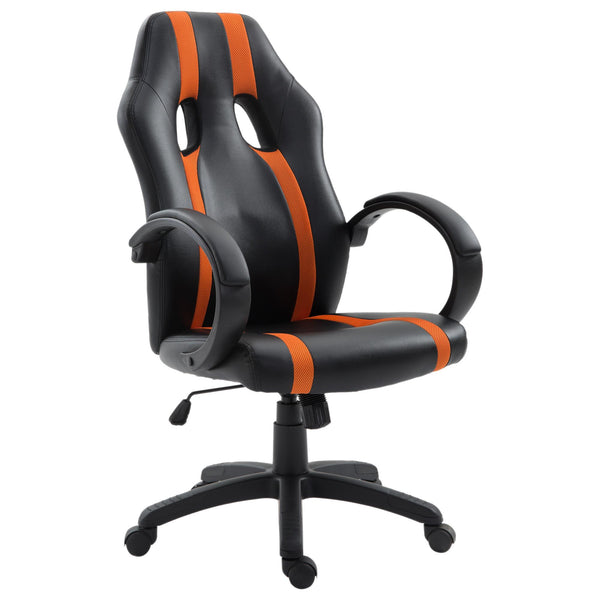 acquista Chaise Gaming Ergonomique Rembourrée à Hauteur Réglable Noir Orange