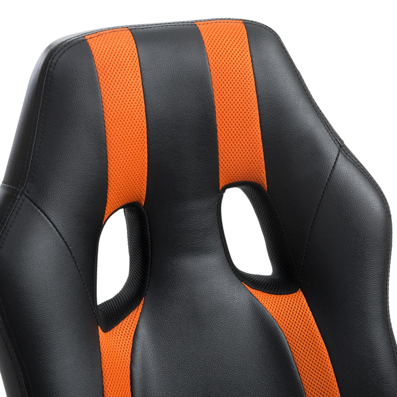 Sedia da Gaming Ergonomica Imbottita con Altezza Regolabile Nero Arancione 