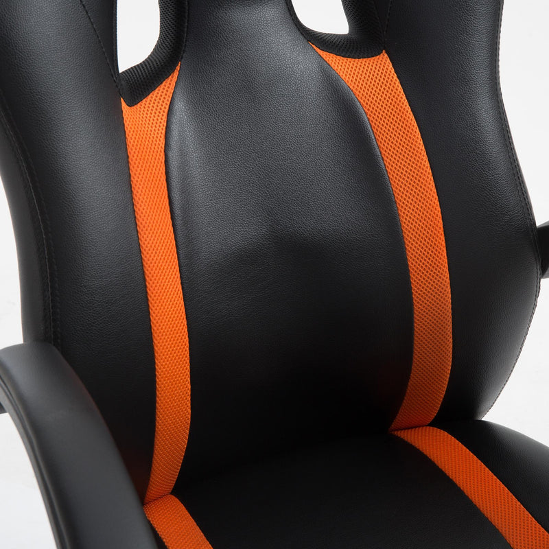 Sedia da Gaming Ergonomica Imbottita con Altezza Regolabile Nero Arancione 