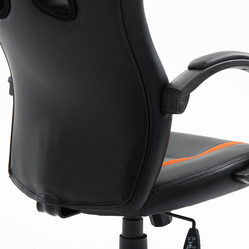 Sedia da Gaming Ergonomica Imbottita con Altezza Regolabile Nero Arancione 