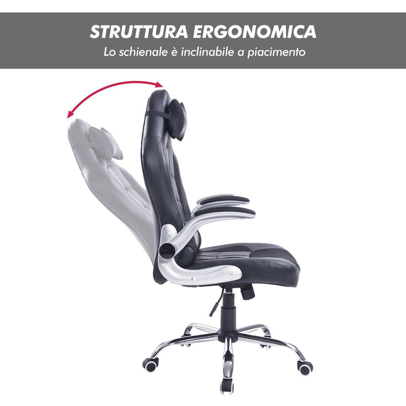 Sedia da Gaming Regolabile e Girevole Nero 