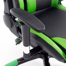 Sedia da Gaming Girevole Reclinabile in Similpelle Nero e Verde 