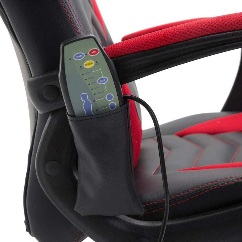 Sedia da Gaming Massaggiante e Riscaldante Rosso e Nero 68x69x108-117 cm 