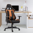Sedia da Gaming con Rotelle Reclinabile Girevole in Tessuto Nero e Arancione 