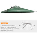 Tetto di Ricambio per Gazebo da Giardino Doppio Tetto 3x3m 