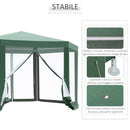 Gazebo Esagonale 3,9x2,5 m con Zanzariere in Ferro e Poliestere Verde 