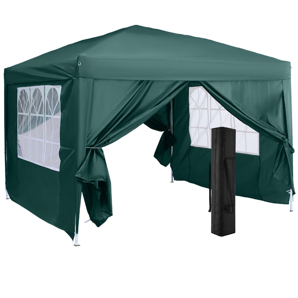 sconto Tente étanche pliable 3x3m avec panneaux latéraux en acier vert
