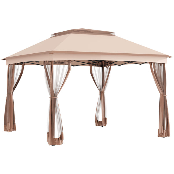 Tonnelle Double Toit Imperméable avec Moustiquaires Marron 3,25x3,25 m prezzo