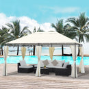 Gazebo Rettangolare con Struttura in Metallo Robusto e Teli Laterali Crema 4x3m 