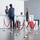 2 Colonnine Separacode Silver con Corda Rossa in Acciaio Inox Ø32x95 cm 