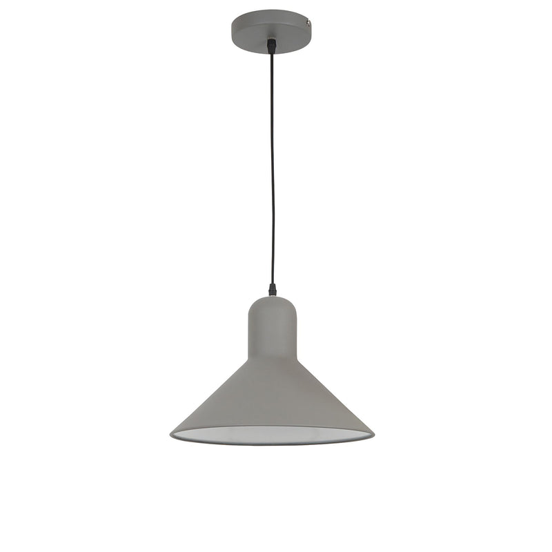Lampada Design a Sospensione Corpo in Metallo Grigio Esterno Bianco Interno Ø34,5x28 cm 