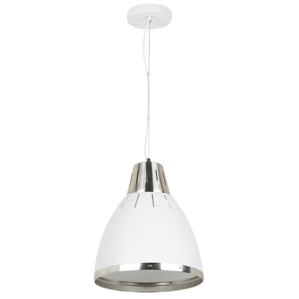 Lampe à Suspension Moderne en Métal Chromé Blanc 30x35 cm sconto