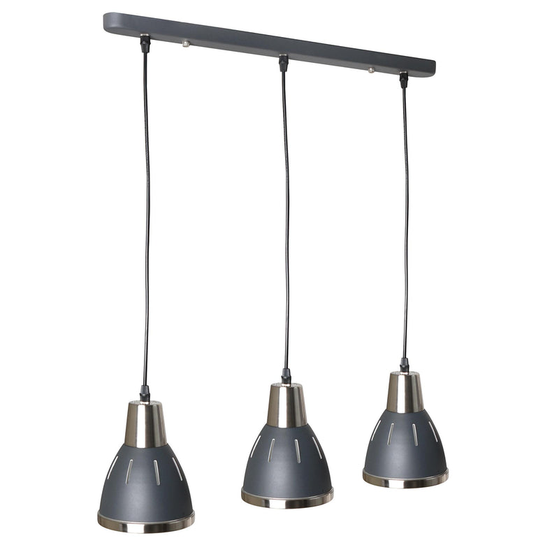 Lampada Moderna di Design a Sospensione 3 Luci in Metallo Nero Ø13x16x55 cm 