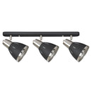 Plafoniera con 3 Faretti LED da Soffitto Orientabili in Metallo Cromato Nero Ø13x16x55 cm 