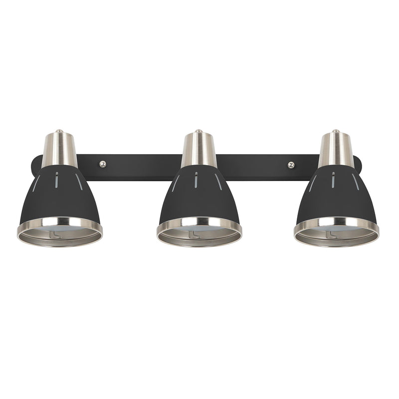 Plafoniera con 3 Faretti LED da Soffitto Orientabili in Metallo Cromato Nero Ø13x16x55 cm 