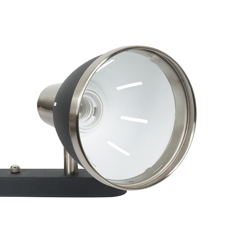 Plafoniera con 3 Faretti LED da Soffitto Orientabili in Metallo Cromato Nero Ø13x16x55 cm 