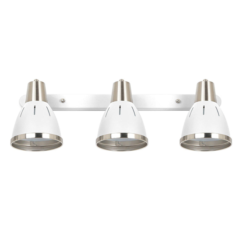 Plafoniera con 3 Faretti LED da Soffitto Orientabili in Metallo Cromato Bianco Ø13x16x55 cm 