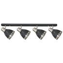 Plafoniera con 4 Faretti LED da Soffitto Orientabili in Metallo Cromato Nero Ø13x16x72 cm 