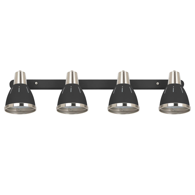 Plafoniera con 4 Faretti LED da Soffitto Orientabili in Metallo Cromato Nero Ø13x16x72 cm 