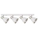 Plafoniera con 4 Faretti LED da Soffitto Orientabili in Metallo Cromato Bianco Ø13x16x72 cm 