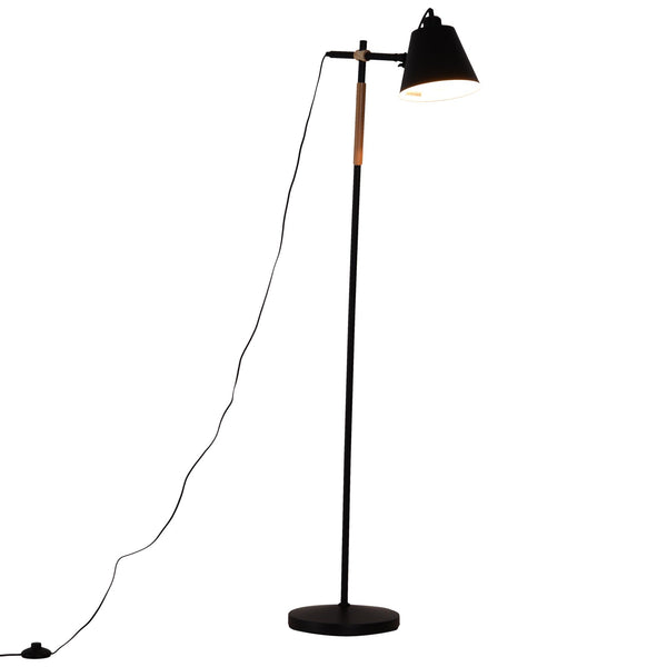 Lampadaire abat-jour orientable en métal et bois noir acquista