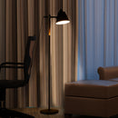 Lampada da Terra Paralume Regolabile in Metallo e Legno Nero 