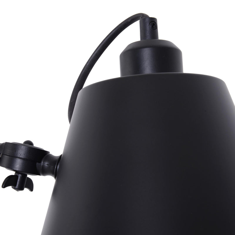 Lampada da Terra Paralume Regolabile in Metallo e Legno Nero 