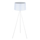 Lampada da Terra Treppiede in Metallo con Paralume in Lino Bianco Ø48x156 cm 