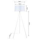 Lampada da Terra Treppiede in Metallo con Paralume in Lino Bianco Ø48x156 cm 