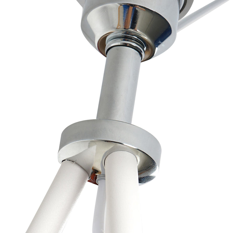 Lampada da Terra Treppiede in Metallo con Paralume in Lino Bianco Ø48x156 cm 