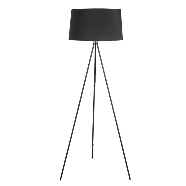 online Lampadaire trépied en métal avec abat-jour en lin noir Ø48x156 cm
