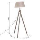 Lampada da Terra Tripode in Legno con Paralume in Lino Beige 146 cm 