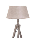 Lampada da Terra Tripode in Legno con Paralume in Lino Beige 146 cm 
