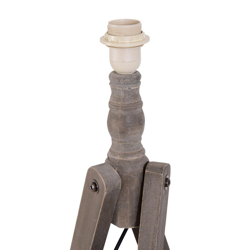 Lampada da Terra Tripode in Legno con Paralume in Lino Beige 146 cm 