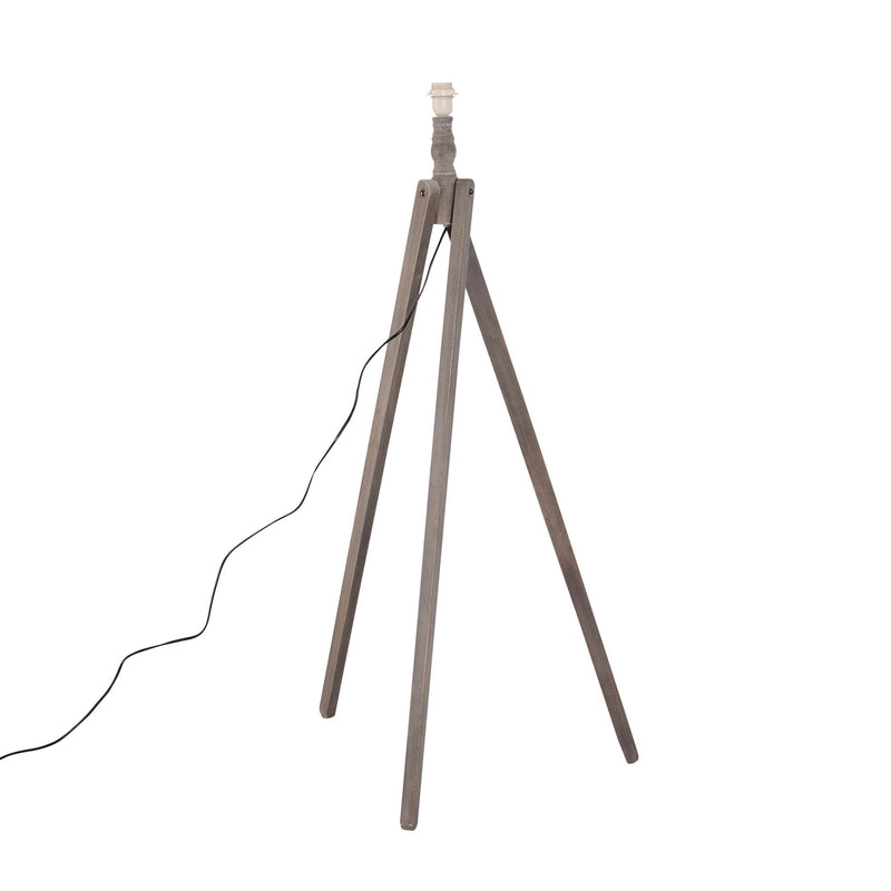 Lampada da Terra Tripode in Legno con Paralume in Lino Beige 146 cm 