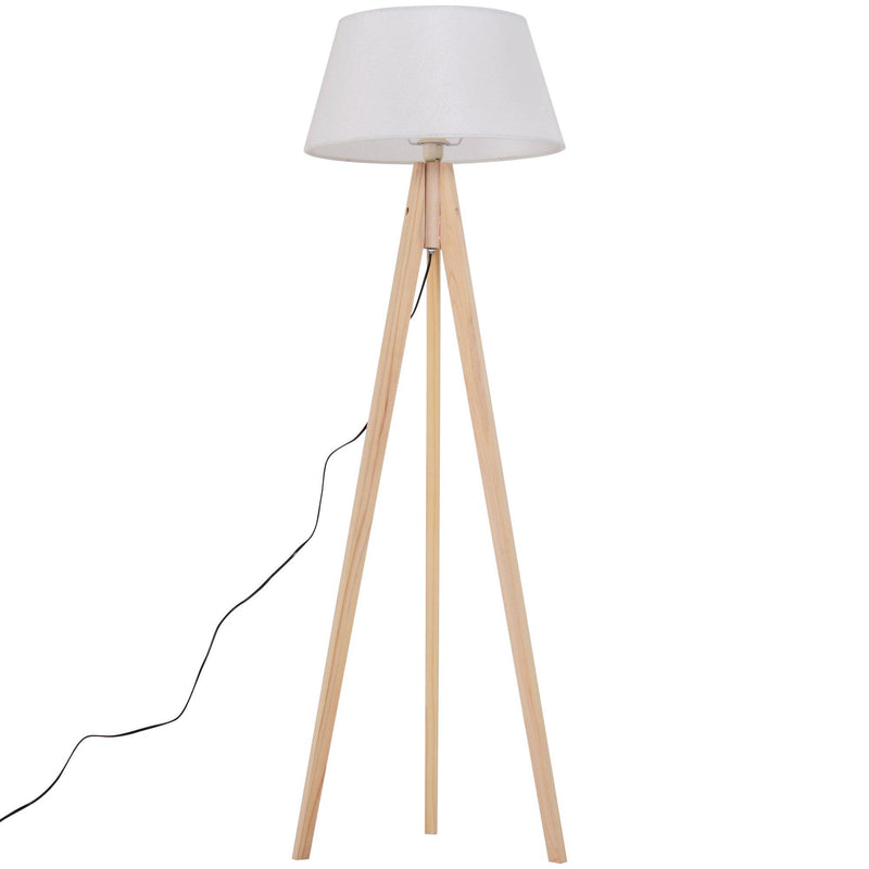 Lampada da Terra con Treppiede Paralume in Tessuto Crema 146 cm 