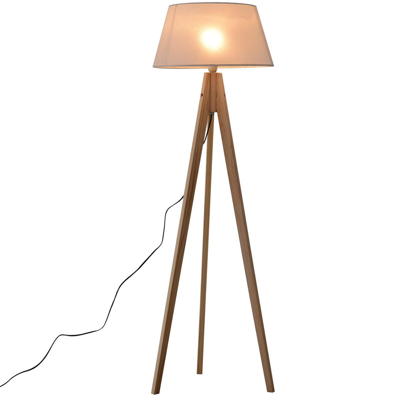 Lampada da Terra con Treppiede Paralume in Tessuto Crema 146 cm 